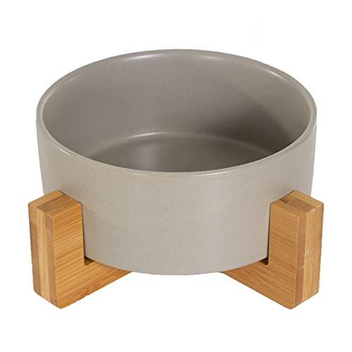 Grey Ceramic Dog Cat Bowl Dish With Stand For Food And Water Feeder,Non Spill Modern Cute Heavy Weighted Pet Bowl For Medium Size Dogs 25.3Oz #TOP2