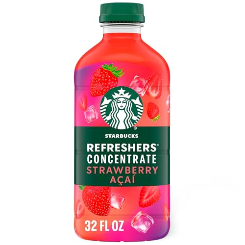 Starbucks Refreshers Concentrate Strawberry Acai, Refreshing Drink, Cold Drinks 32 fl oz