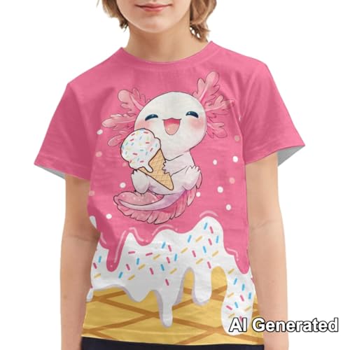 Image of Xhuibop Kids Tshirts Girls Boys 3-16 Years Summer Clothes for Teens Loose Fitting Tops