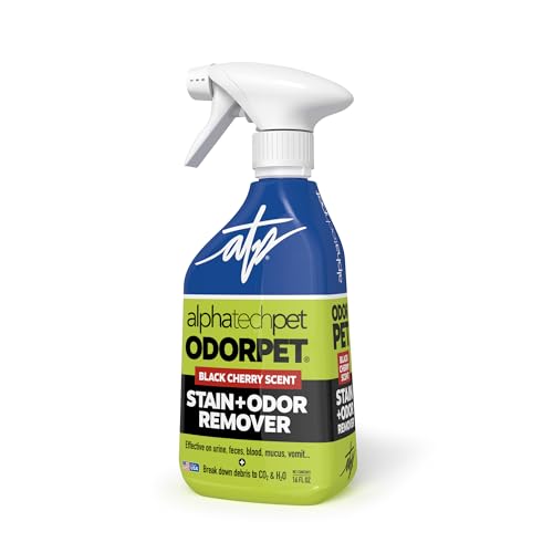 Image of OdorPet Pet Stain Remover and Odor Eliminator - 16 Oz Ready To Use Spray, Non Staining, Professional Strength, Black Cherry Scent by Alpha Tech Pet