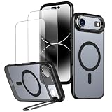 Capa magnética para iPhone Air (iPhone 17 Air) Capinha - Inclui 2 protetores de tela [Suporte para celular] [Compatível com carregamento sem fio] Case Skin-touch para iPhone Air - Preto