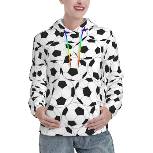 Sweat à capuche foot femme noir et blanc avec poche kangourou automne