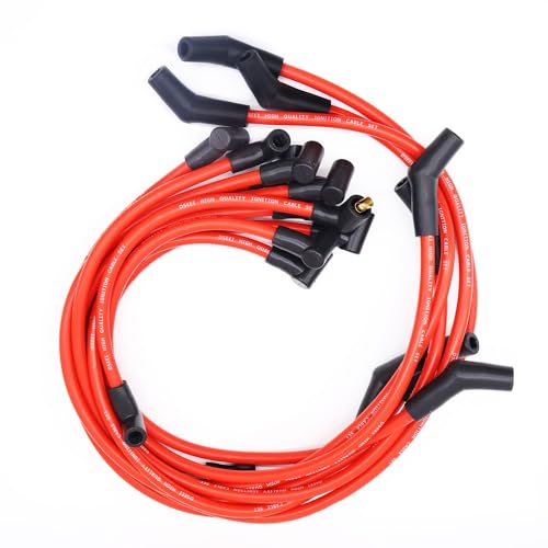 OXCANO M12259C301 9PCS New Red 10.5mm Racing Spark Plug Wires Set Compatible with Ford F-150 1979 1980 1981 1982 1983 1984 1985 1986 1987 1988 1989 1990 1991 1992 1993-1995, Ford Mustang 1964-1995