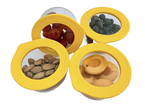 ECOBUNA® Glasschüssel-Set [4 x 200ml] mit Deckel – runde Frischhaltedosen Glas - Glasschälchen mit Glas-Deckel zur Aufbewahrung von Lebensmitteln