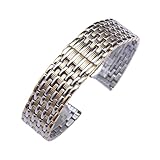 Genérico NASUNJIA Correa De Reloj Acero Inoxidable Macizo Con Hebilla Mariposa, 14, 18 Y 20 Mm(Steel Golden,20mm)