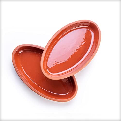 Luksyol Small Oval Pots For Cooking, Handmade Cookware, Clay Pot For Oven, Terracotta Pot, Clay Pot For Cooking, Stove Top Clay Pot, Clay Pan For Cooking, Clay Oven Pot Set 2 Pcs, 9 inches