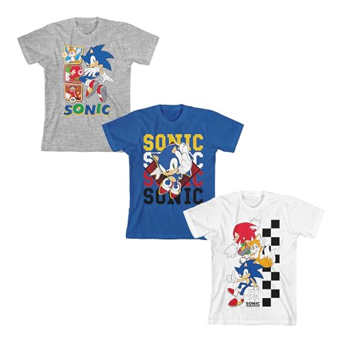 Bioworld Sonic The Hedgehog Classic Characters (Pack of 3) Boys Crew Neck Short Sleeve T-shirt Combo Set - Size 6