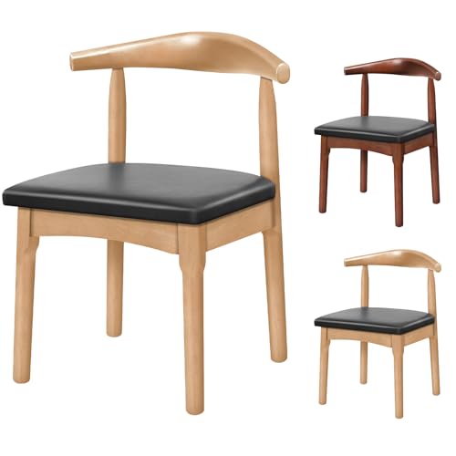ALFORDSON PU Leather Dining Chair, Kitchen Cafe Chair with Ergonomic U-Shaped Backrest & Anti-Slip Floor Protectors, Max 150kg, Wood