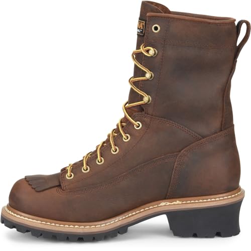 Carolina Spruce 8" Soft Toe Waterproof Logger Work Boot for Men, Durable Leather, Oil & Slip Resistant, EH Rated, Dark Brown - 9.5 D - Image 3