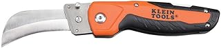 Klein Tools 44218 Utility Knife, Lockback Electricians Knife and Folding Knife with Hawkbill Blade for Cable Skinning, Replaceable Blade