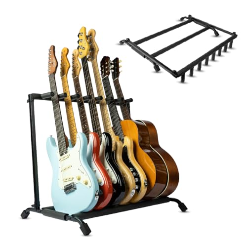Wayfinder Collapsible Folding 7 Guitar Rack Stand for Acoustic, Electric, and Bass Guitars, Space-Saving & Convenient Storage Solution, (WF-GUITARRACK7)