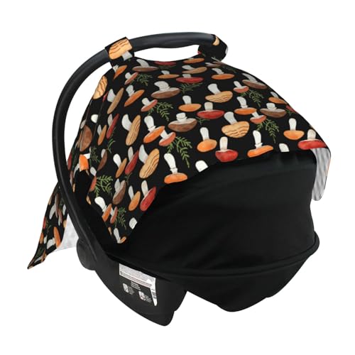 Image of Mushroom Baby Car Seat Canopy Cover Multi Use Shower Gift, Nursing Cover for Mom Nursing Covers, Mushroom Baby Stuff Items