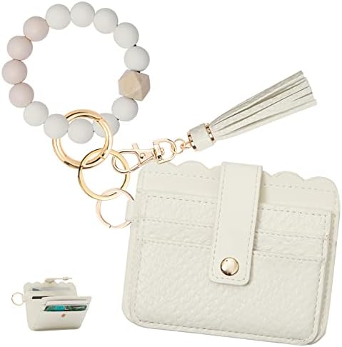 Lostars Wallet Keychain Wristlet for Women Rfid Card Holder with Keychain,Tassel Card Pocket Key Chains for Women