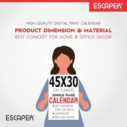 ESCAPER Muslim Wall Calendar 2025 hanging Decoration (45 x 30 cm), Islamic Wall Decor, Arabic Calligraphy Wall Calendar 2025, Allah Wall Calendar 2025, Muslim home decor items, New Year Calendar 2025