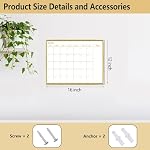 Golden Calendrier mensuel d'effacement wall-40x30cm Cadre en aluminium portable,Calendrier magnétique panneau blanc,Wall Planner à sec tableau pour bureau, cuisine, école, maison-GG-CA