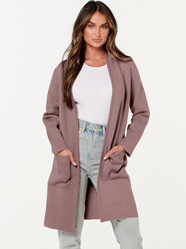 Image of ANRABESS Cardigan Sweater for Women Casual 2026 Fall Fashion Coat Long Sleeve Open Front Knit Coatigan Outwear