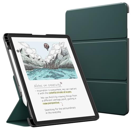Image of MoKo Stand Case for 11 inch Kindle Scribe (3rd Generation -2025) & Kindle Scribe Colorsoft (1st Generation 2025) - Premium Leather Trifold Stand Cover with Pen Holder, Auto Sleep /Wake, Midnight Green