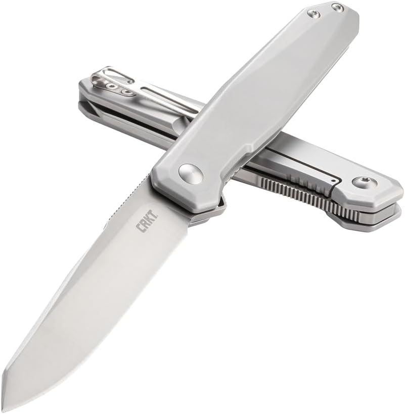 CRKT Facet Everyday Carry Assisted Folding Knife with Frame Lock: D2 Plain Edge Blade, Stainless Steel Handle, Pocket Clip, K230XXP