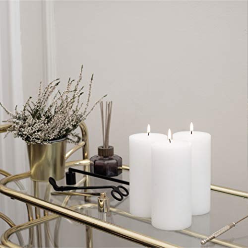 Candwax 3X6 Pillar Candles Set Of 3 - Decorative Rustic Candles Unscented And Valentines Candles - Ideal As Wedding Candles Or Large Candles For Home Interior - White Candles #TOP5