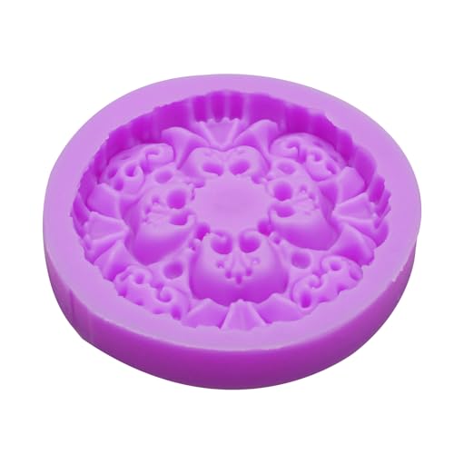 Acvcatto Silicone Mandala Mold, Purple, Round Resin Casting Pattern, Decorative Craft Design, 2.48 Inch Diameter