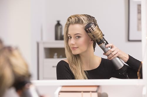 Foto von Remington Warmluftbürste rotierend [automatisch] Keratin Protect (inkl.3 Aufsätze: 2 Rundbürsten+Haaransatz-Booster für mehr Volumen) + Haarklammern, Keramikbeschichtung mit Mandelöl, AS8811,Grau