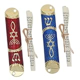 Garneck 2piezas Plaqueta Mezuzah Metal con Pergamino Kosher Decoración Puerta Judaica Protección para Hogar Jardín