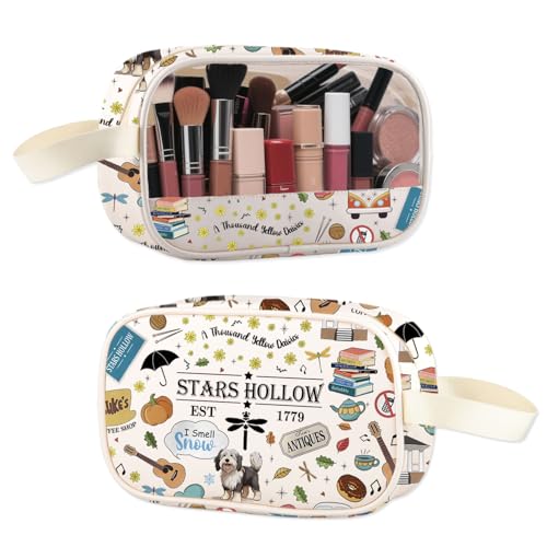 ENSIANTH Stars Hollow TV Show Inspired Toiletry Bag Lukes Diner Gift Dragonfly Inn Lorelei Rory Fans Clear Makeup Bag (Hollow Clear MU)