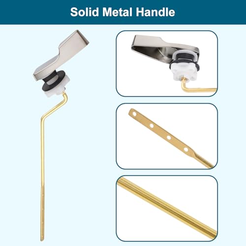 Image of Universal Side Mount Metal Toilet Handle Replacement Kit, Brushed Nickel | Compatible with American Standard /Mansfield /Gerber /TOTO /Kohler Toilet, Toilet Tank Flusher Lever with Flapper Chain
