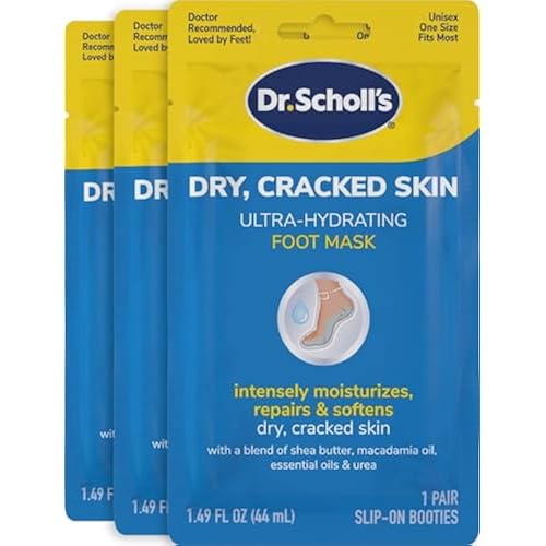 Dr. Scholl's Cracked Skin, Ultra Hydrating Foot Mask, 3 Pairs Moisturizing Socks: Intensely Moisturizes Repairs and Softens Rough Dry Skin with Urea & Essential Oils for Dry Cracked Feet