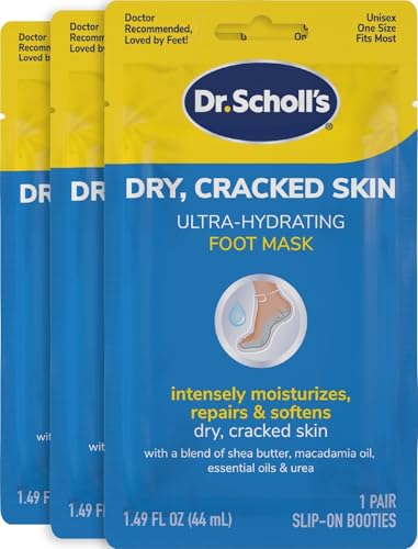 Dr. Scholl's Dry, Cracked Skin, Ultra Hydrating Foot Mask, 3 Pairs Moisturizing Socks: Intensely Moisturizes Repairs and Softens Rough Dry Skin with Urea & Essential Oils for Dry Cracked Feet