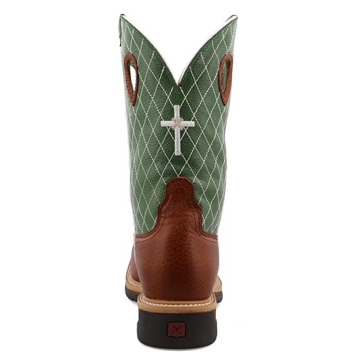 Twisted X Men's 12" Pull On Steel Toe Western Work Boot, Cognac Glazed Pebble & Lime, 10.5 D by Twisted X - Used condition - Image 4
