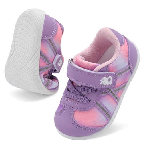Besroad Baby Boys Girls Shoes Toddler Sneakers Breathable Lightweight Sneaker Running First Walking Tennis Shoes Purple 5-5.5 Toddler