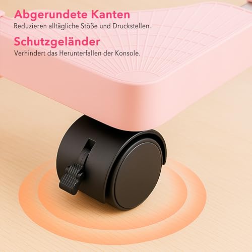 BOTEWO Soporte móvil de aluminio para PC: soporte para torre de CPU para ordenador, con ruedas, universal, ajustable, color rosa - imagen 5