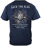 Erazor Bits Police Shirt, Back The Blue Peacemakers T Shirt, Thin Blue Line Apparel, Clothing for Cops with Scripture FF2402 (Blue, Large)