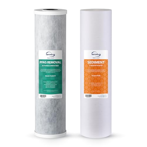 Image of iSpring F2WGB32BPF Whole House Water Filter Replacement Set, SGS-Tested to Remove up to 99% PFAS, 2-Stage Filtration Reduces Sediment, Chlorine, Taste & Odor, Fits WGB22B-PF