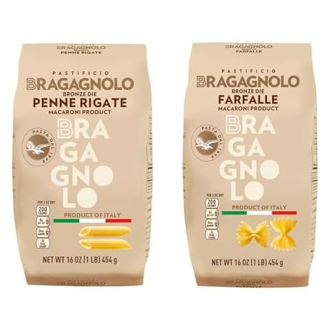 Sample Pack 3(Pastificio Bragagnolo) 1 Pound Bag of Penne Rigate 849, 1 Pound Farfalle 831, Bronze-Drawn, 100% Italian Pasta, Made with Durum Wheat Semolina Flour, Non GMO Cover