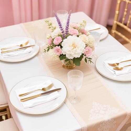 Bailarina 120 Pack White Satin Napkins,17x17 Inches Wedding Napkins Square Soft Silky Table Napkins Bulk Decorative Elegant Cloth Napkin for Party Decoration, Banquet,Wedding,Graduation by Bailarina - Image 2