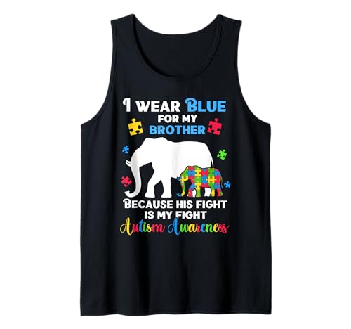 Camisas de elefante autista, uso azul para mi hermano autismo Camiseta sin Mangas