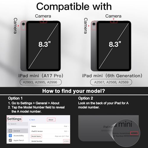 Image of JETech Folio Case for iPad mini A17 Pro /6th Gen (2024 /2021), Space Gray