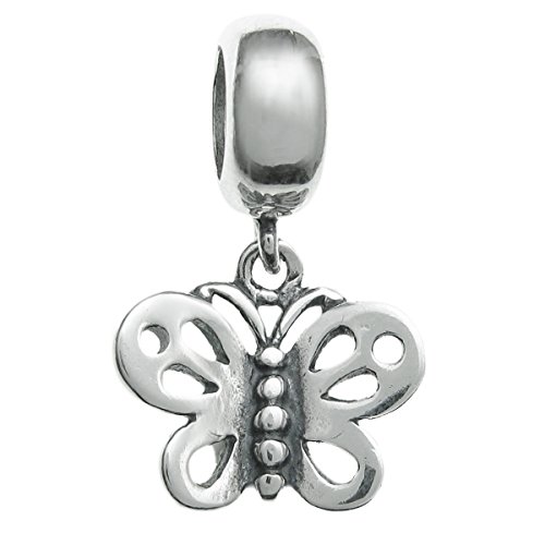 Queenberry Srebro Sterling motyl europejski styl wiszący koralik charm