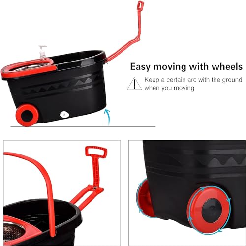image for CooFel Spin Mop and Bucket with Wringer Set on Wheels, 360° Spinning 