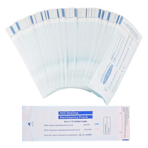 WUSJCOF - WUSJCOF 200 Pochettes de Stérilisation Autoscellantes pour Autoclave, Matériel Onglerie, Tatouage et Dentaire 57 x 130 mm - -10%