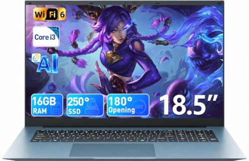 MELIUNA 18,5 Zoll Full HD IPS Laptop 16GB RAM 256 GB SSD Core i3 | AI-Produktivität | WiFi 6 | Bluetooth 5.2 USB-C Multifunktionsanschluss | Ideal für Homeoffice, Studium und Business