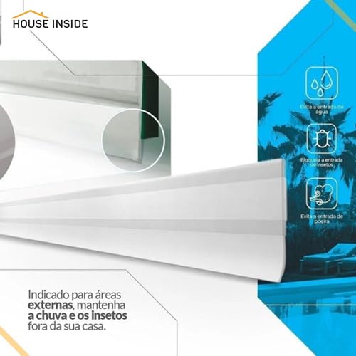 Veda Portas Adesivo 80cm Rodo Silicone Protetor Embaixo Porta Impermeável - House Inside - Evita Ent