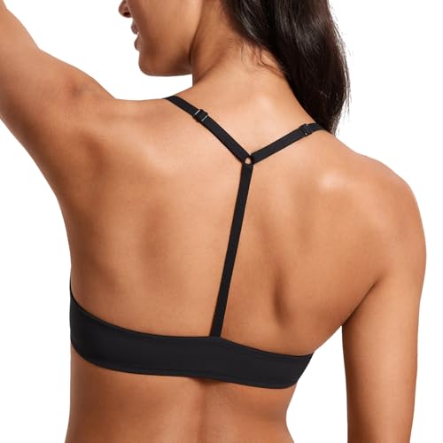 DOBREVA Women's Mesh Front Closure Racerback Bra Lace Trim Unlined Underwire Sexy Plunge Sheer Bras Y Back2