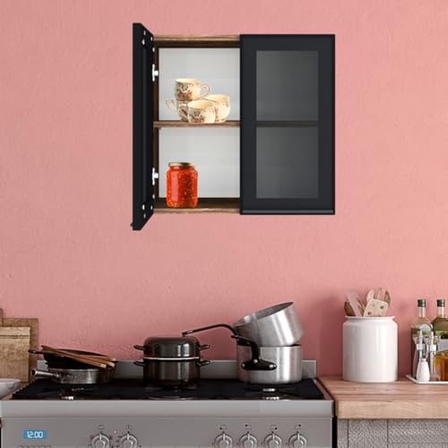 Image of SPECIALITY PANELS Multipurpose Cabinet with Modern Elegance Tinted Glass Wall Cabinet, Space Organizer for Office /Kitchen in (Cochwood Brown, 2 Glass Shutter)