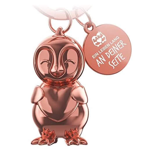 FABACH Pinguin Schlüsselanhänger Frosty mit Herz - Glücksbringer Pinguin Geschenke Freundin - Partner Geschenke Liebe Schlüsselanhänger Paare Jahrestag - Gravur Ein Leben lang an deiner Seite
