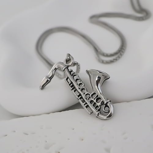 OIDIMS Saxophone Necklace for Men Women Hip Hop Jazz Musical Instrument Pendant Necklace Punk Rock Vintage Statement Music Lovers Necklace Jewelry Gift