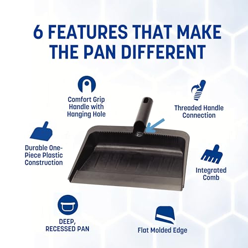 carlisle foodservice products 8 inch heavy-duty dust pan durable plastic black  for commercial and home use