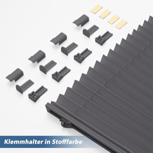 Sanfree Plissee ohne Bohren Klemmfix Anthrazit B90 x H110cm Jalousie Faltrollo Plisseerollo ohne Bohren für Fenster & Tür – Ansicht 2